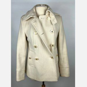 Betsey Johnson Cream Wool Coat Chic Style Fashion with Heart Buttons Siz…